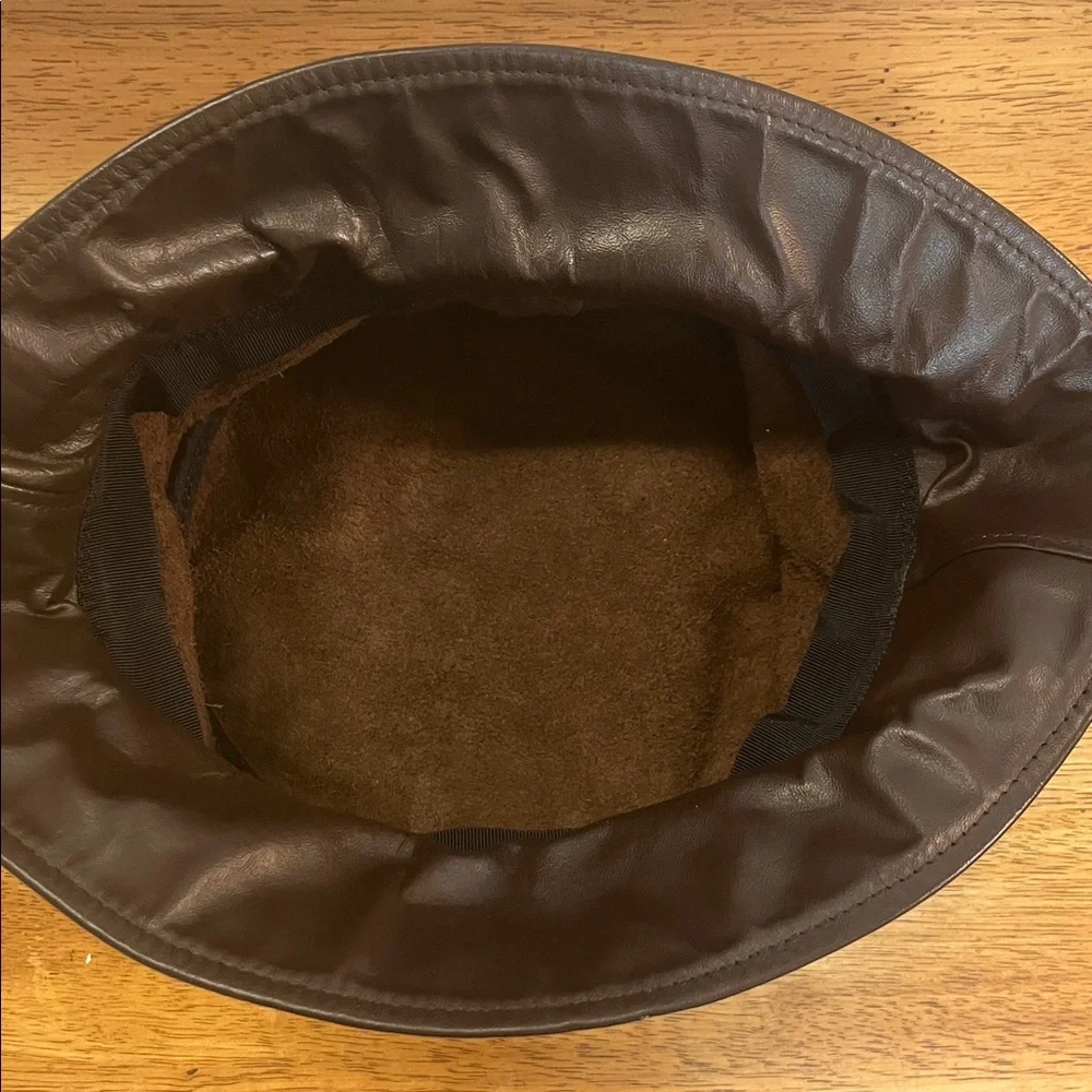 Brown Leather Bucket Hat One Size Made in USA Unisex - Picture 3 of 5